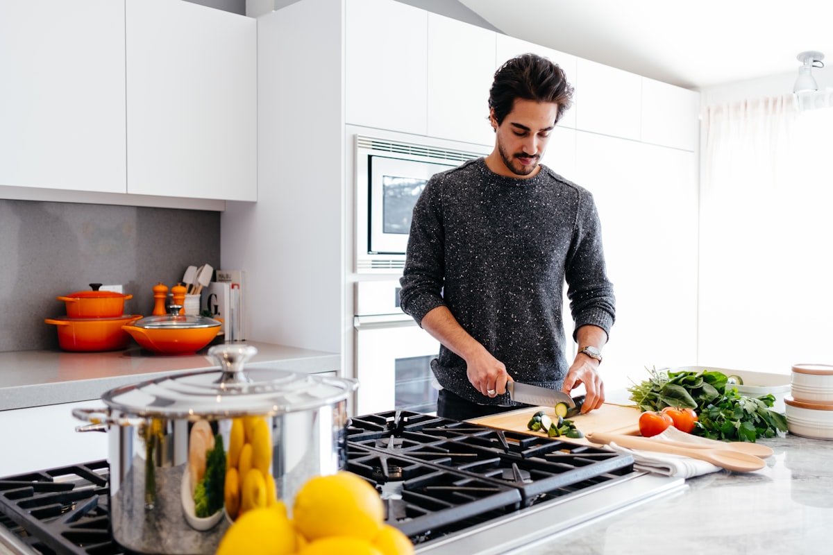 Healthy meal preparation with fresh ingredients